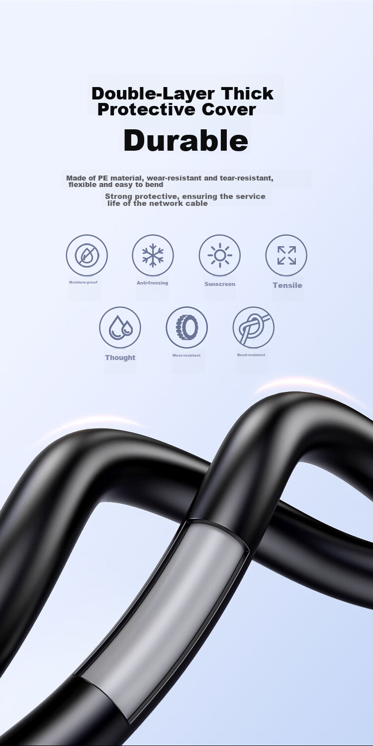 BIAZE Category 6 Gigabit Outdoor Ethernet Cable, Engineering Grade 0.57mm Unshielded Pure Copper Twisted Pair Outdoor Waterproof Sun-Resistant Frost-Proof Snowproof Wear-Resistant Anti-UV Cold-Resistant 305 Meters 11