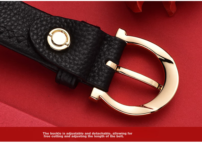 Pierre Cardin Women's Leather Belt [Top Layer Cowhide Pin Buckle], Genuine Leather Waistband Gift Box, Black, Size 115-120 13