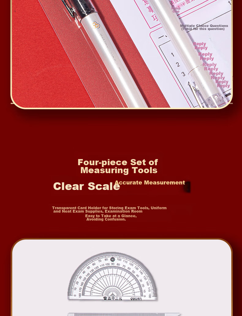 Deli Civil Service Exam Set of 11 Pieces: Drawing Ruler + Gel Pen + 2B Correction Pen + Refill + Eraser + Clipboard + 2B Pencil, Exam-Specific V666 8