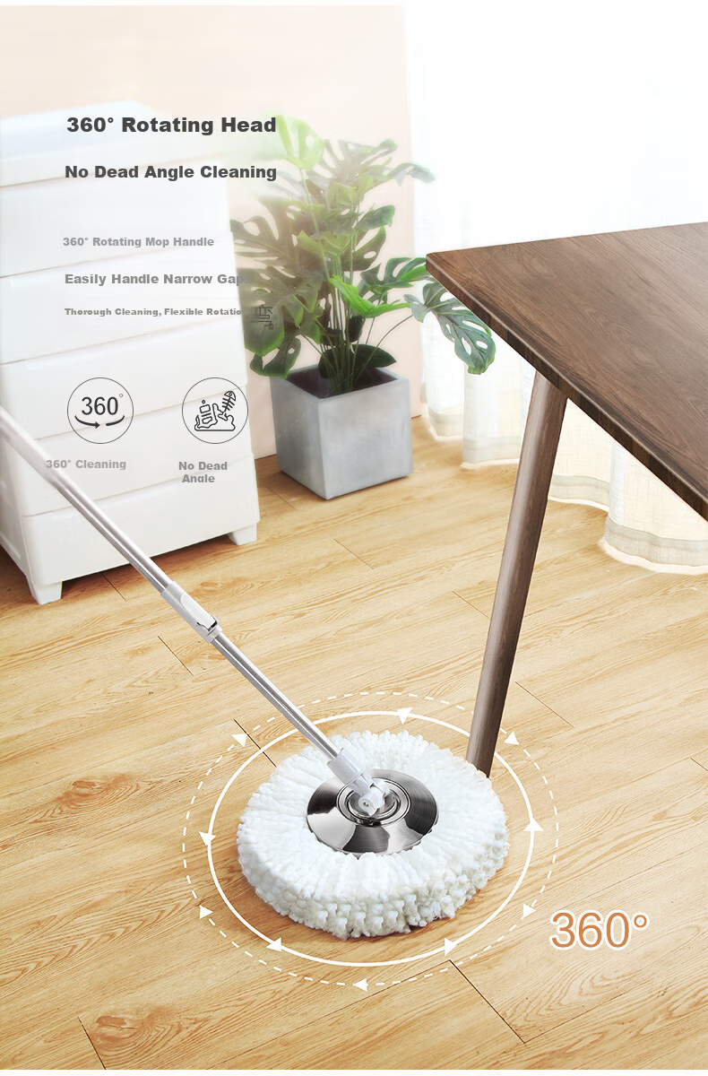 BEKAHIQ Rotating Mop with 4 Stainless Steel Drums, Hands-Free Cleaning, No Washing Required, 2026 Household Absorbent Lazy Mop Bucket 6