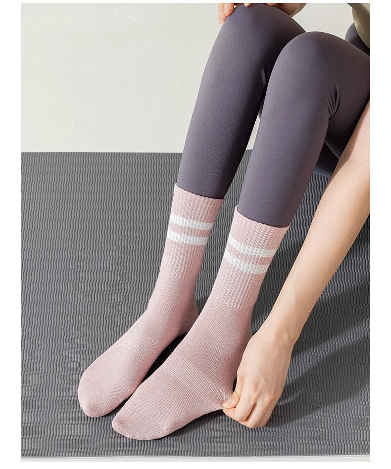LangSha Yoga Socks for Women, Mid-Calf Sports Fitness Socks, Non-Slip Socks, Pilates Dance Socks, Silicone Floor Socks 34