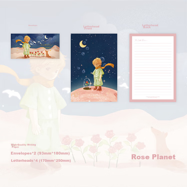 Jiamo Little Prince Envelope And Letter Set, Romantic Love Letter Stationery, Artistic High-End Feel, Birthday Gift for Boyfriend Girlfriend Teacher Classmate, 4 Styles Available, Mother's Day Gift 25