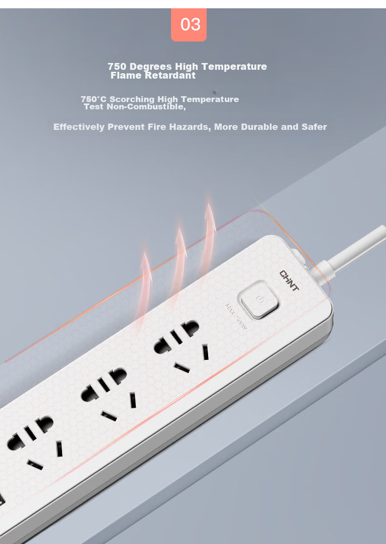 CHNT Master Control Socket/power Strip/extension Cord/strip/power Board/drag Cord 4-Outlet Master Control Socket (With Switch) 10A 1140-3m 4