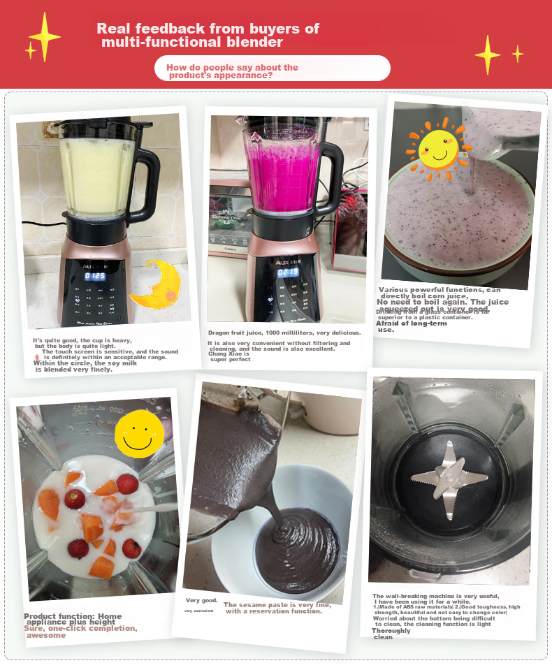 AUX Blender Soundproof Cover, Quiet Noise Reduction, Home Soy Milk Maker, Fully Automatic Food Processor, Multifunctional All-In Machine, Large Capacity Juicer, Dry Bean No-Soak Direct Grinding APD-08AD65 1