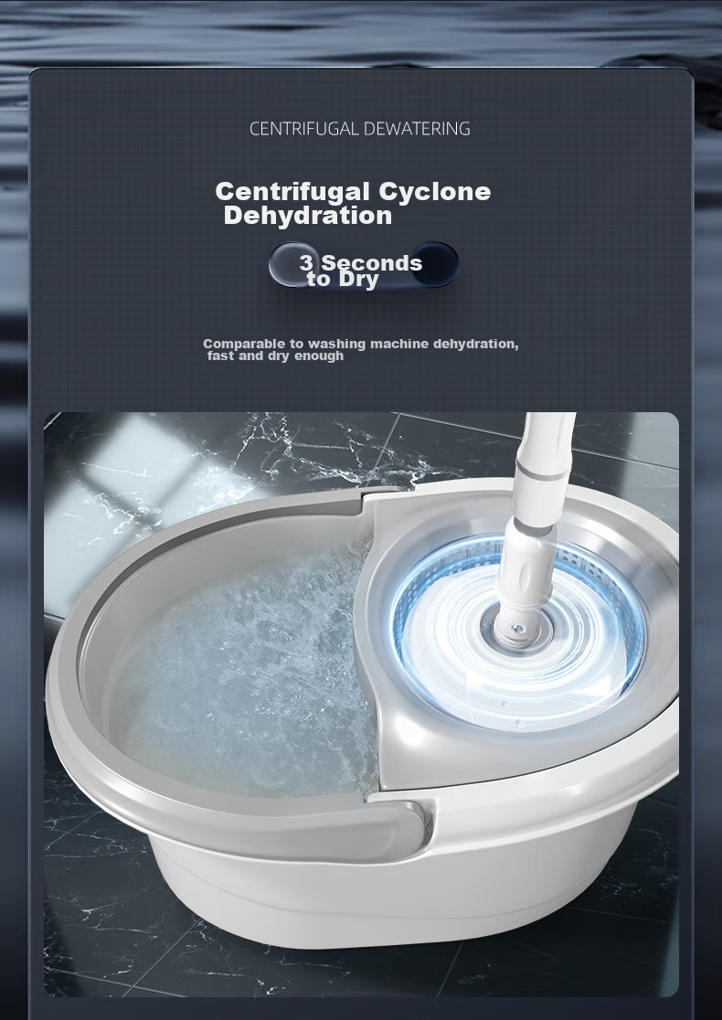 Good Wife 38cm Spin Mop with 2 Mop Heads, Dual-Drive Hydraulic Rod, Effort-Saving, Hands-Free Wet and Dry Cleaning 8