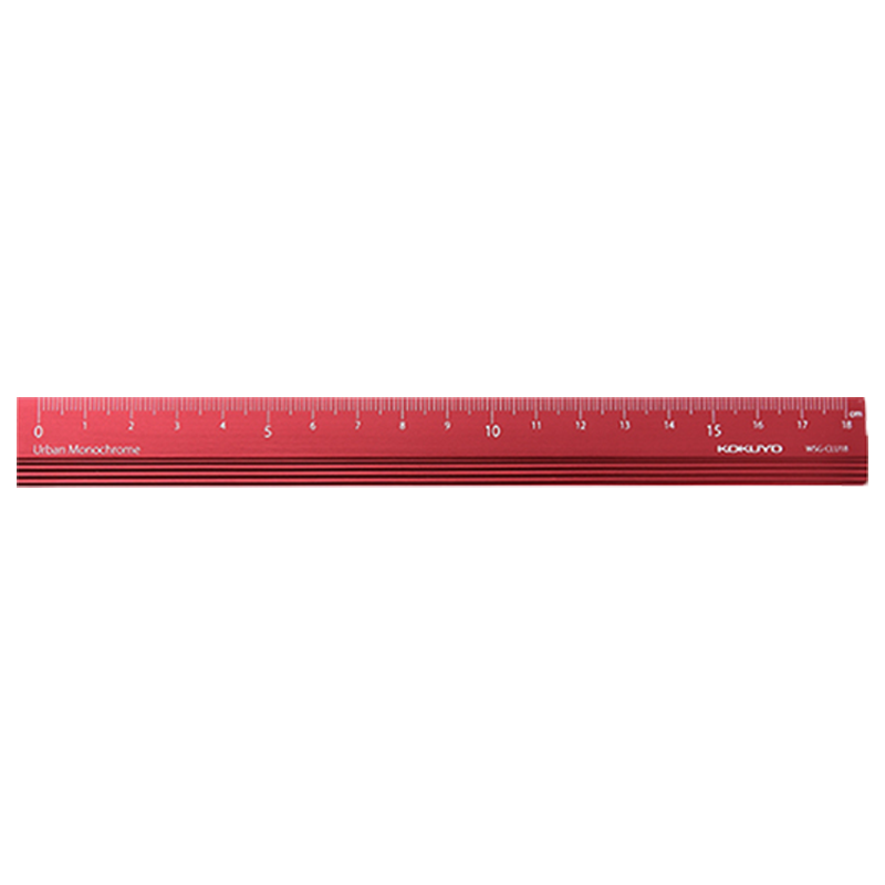 KOKUYO Urban Impression Student Exam Drawing Aluminum Straight Ruler Measuring Tool, Ruler 18cm, Red, WSG-CLU18DR