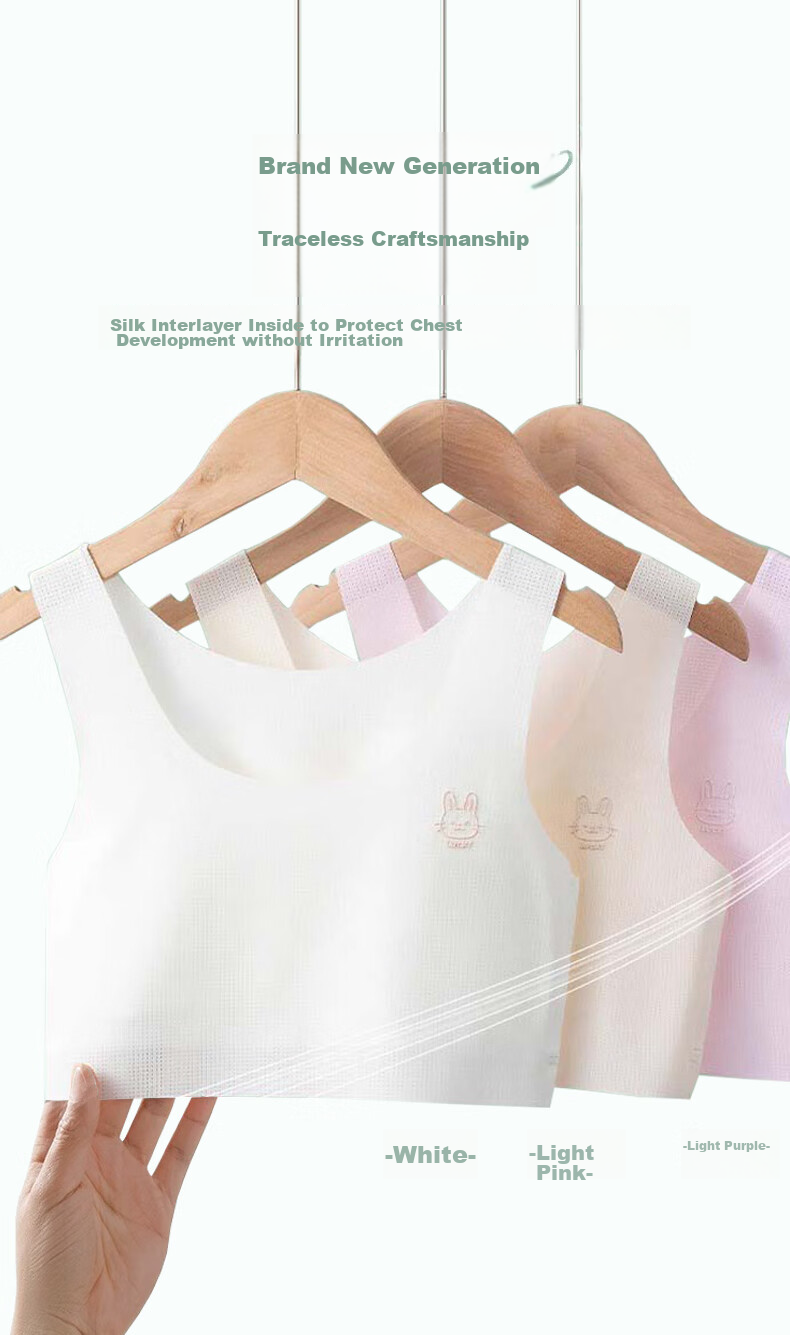FitonTon, 2-Piece Set, Girls' Underwear for Puberty, Ages 7-13, Breathable Vest, for Older Children And Students, Girls' Bra, Thin Style 1
