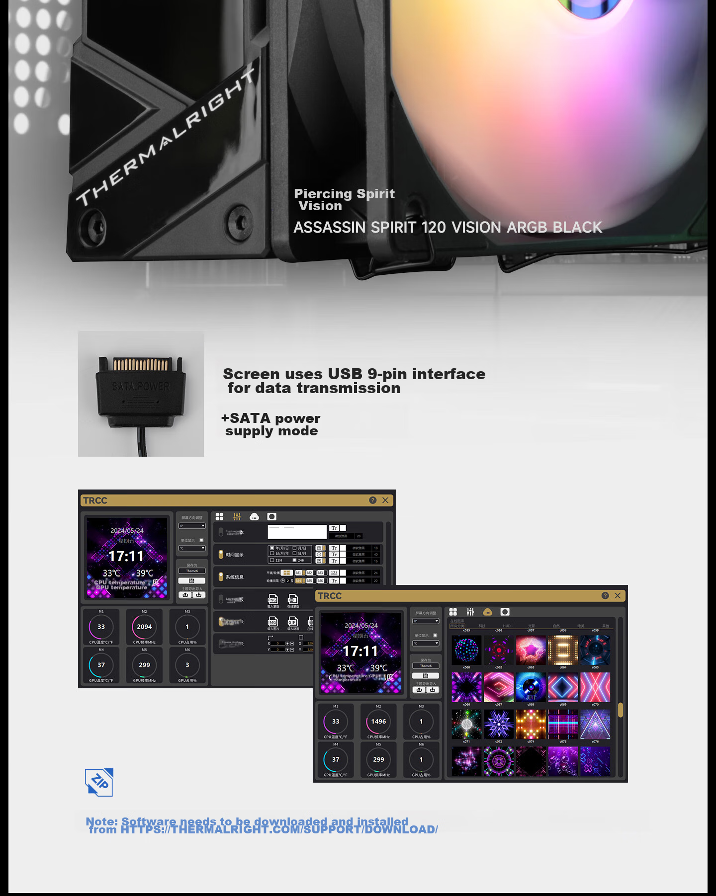 Thermalright Assassin Spirit 120 VISION ARGB BLACK CPU Air Cooler AS120 VISION ARGB BLACK 8