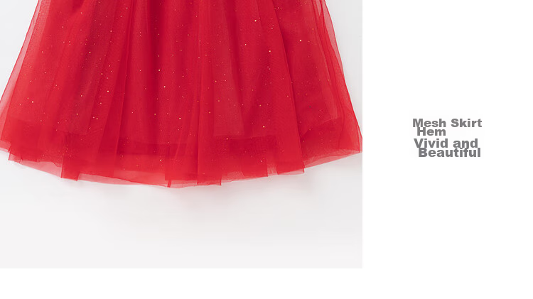 BALABALA Girls' New Chinese-Style Knitted Dress, Spring Outfit, Baby Red Tulle Princess Dress 10