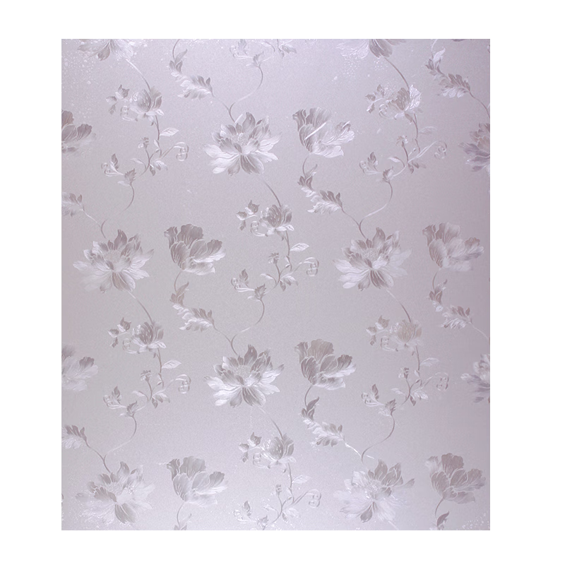 Qinghua Frosted Privacy Window Film, Light-Transmitting Peach Blossom Pattern, Bathroom Window Privacy Glass Sticker, 90*200cm