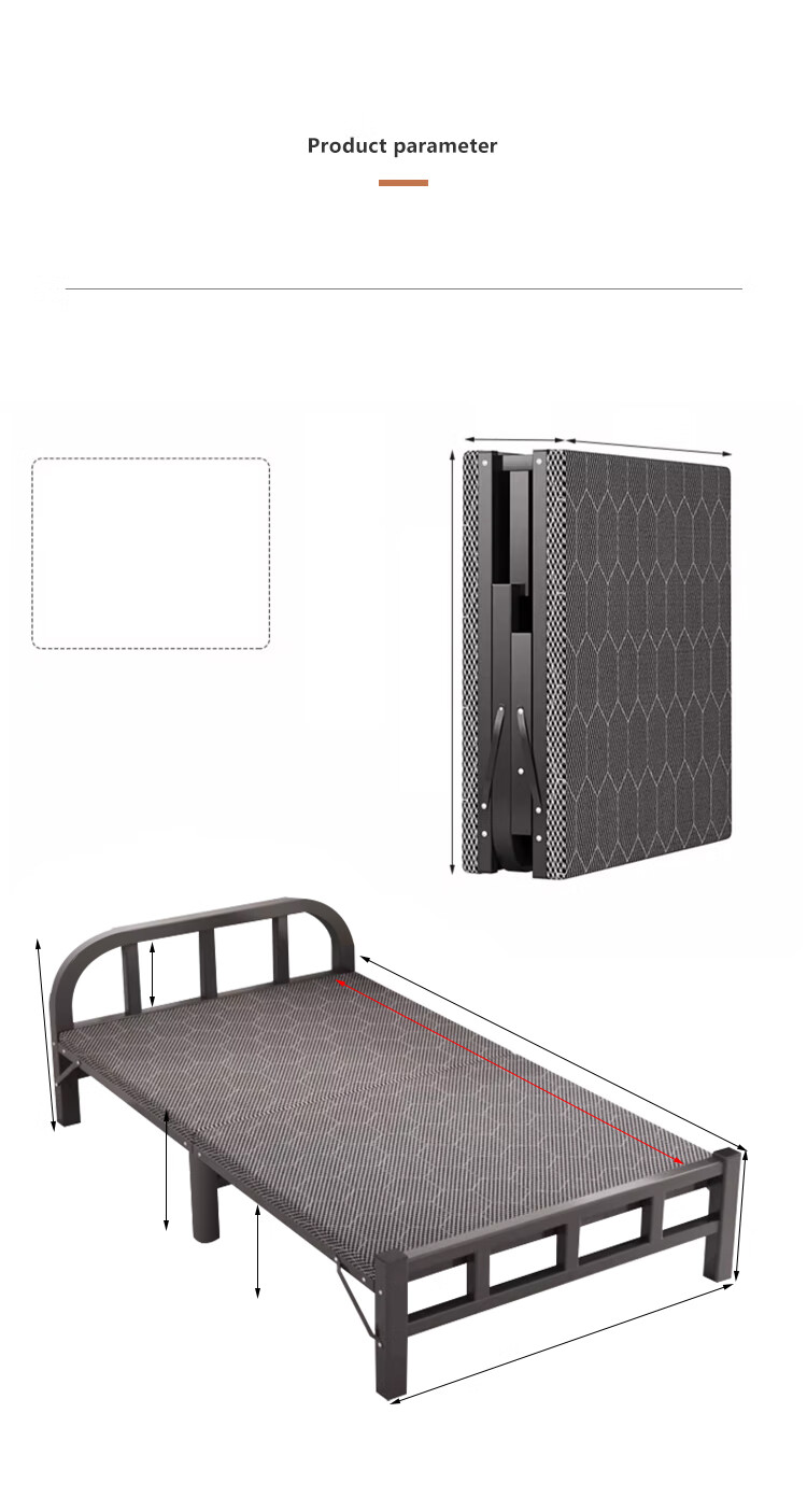 L&S Folding Bed, Single Bed for Home Use, Nap Bed, Camping Bed, No Assembly Required, Hard Board Bed, Accompanying Bed, BGC857 White, 120cm 10