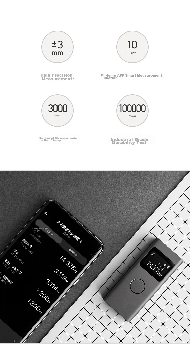 MIJIA Xiaomi, MIJIA Smart Laser Rangefinder, High-Precision Surveying Ruler, Electronic Ruler, Infrared, for Home Renovation Measurement 3