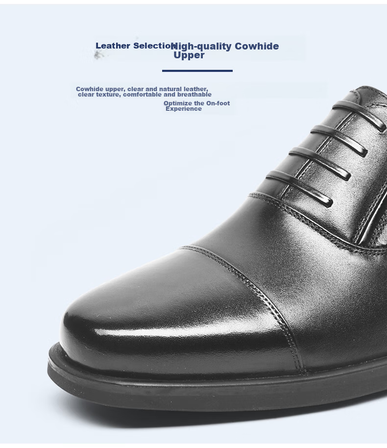 3515 Qiangren Formal Shoes for Men, Three-Joint Leather Shoes, Business Casual Top-Grain Cowhide Slip-On Style Men's Shoes, Black, Size 43 4