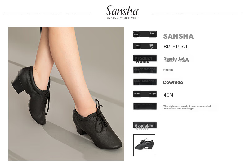 Sansha Ballroom Dance Soft-Soled Indoor Dance Shoes Latin Dance Shoes for Adult Women, National Standard, Black, Size 39 2