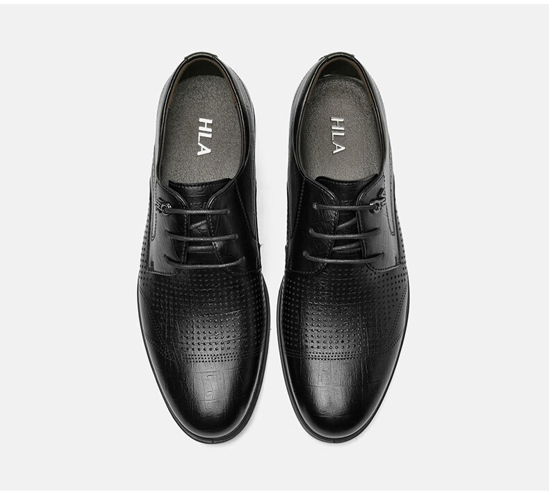 HLA Leather Shoes for Men, Business Formal Spring And Summer Shoes, Derby Casual Men's Shoes HAAPXM4DBG576, Brown, Size 42 39