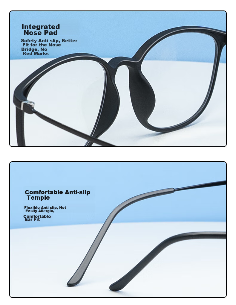Gameking Blue Light Blocking Glasses Anti-Radiation Ultra-Light Titanium Frame Non-Prescription Myopia Glasses Frame with Prescription Lenses 8002 Transparent 9