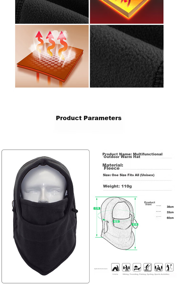 FOREVER Electric Scooter Windproof Cold-Resistant Winter Riding Men's Fleece Hat Mask Windproof Dust-Proof Warm Balaclava Face Mask Neck Gaiter 5