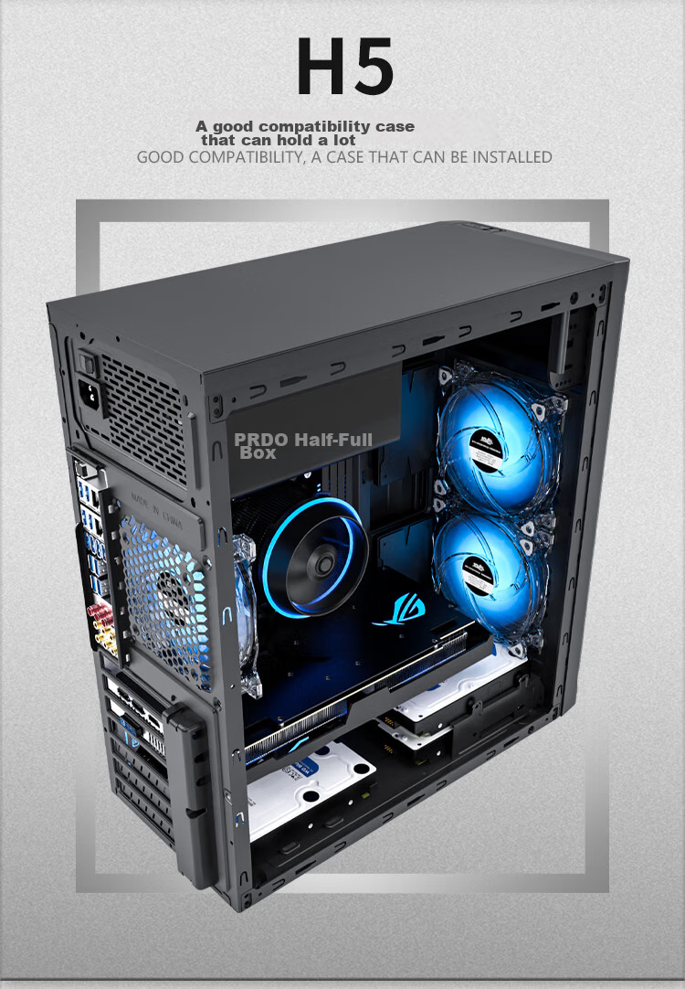 PADO N4 Black MATX Case, 240mm Water Cooling Support, Desktop Portable Handheld Computer Tower Case, Mini Side-Transparent Glass, Supports Graphics Card Length up to 360mm 2