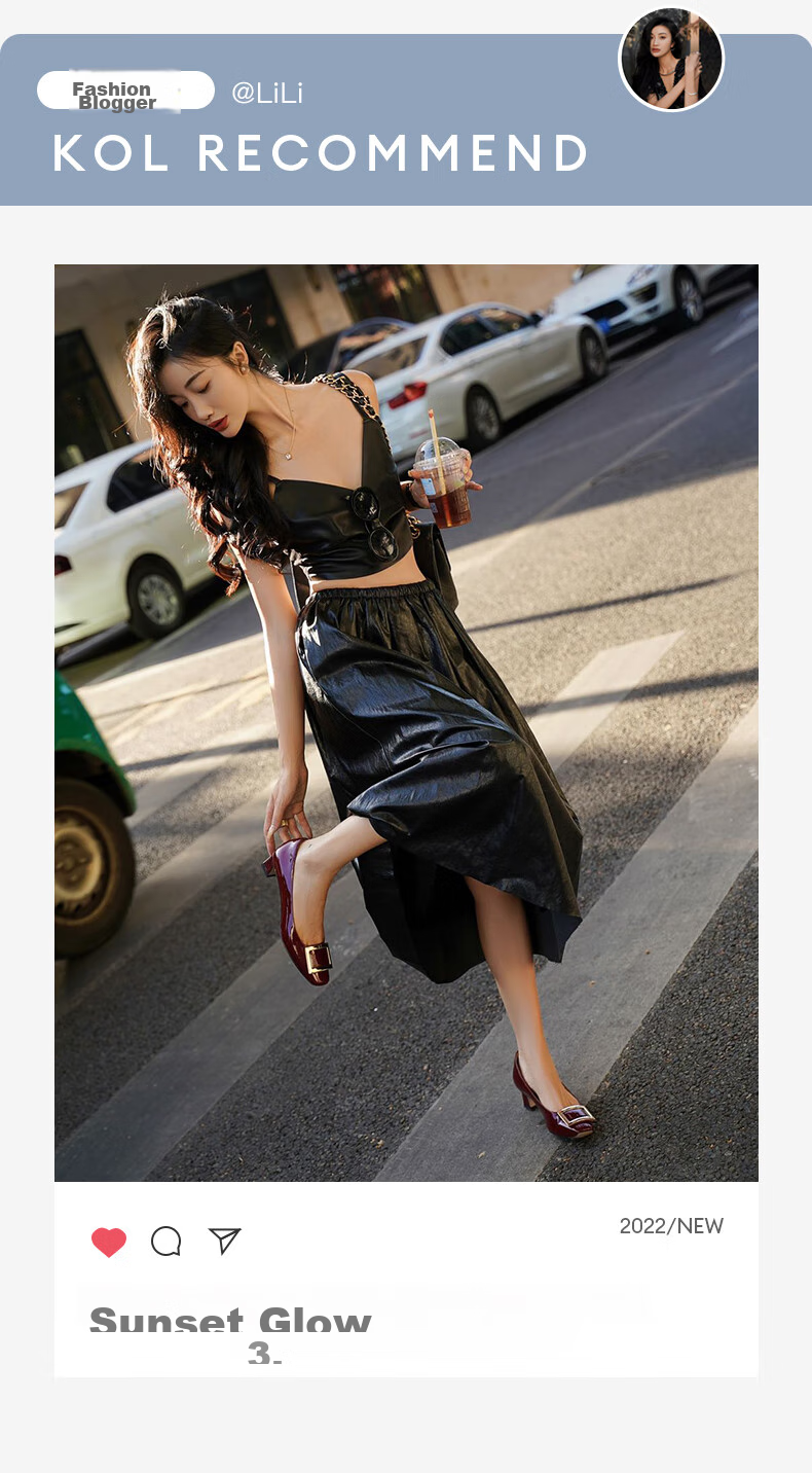 COMELY Women's Single Shoes, Spring New Style, Square Buckle Genuine Leather Versatile Chunky Heel Elegant Patent Leather Commuter High Heels, Milk Tea Color, Size 39 2