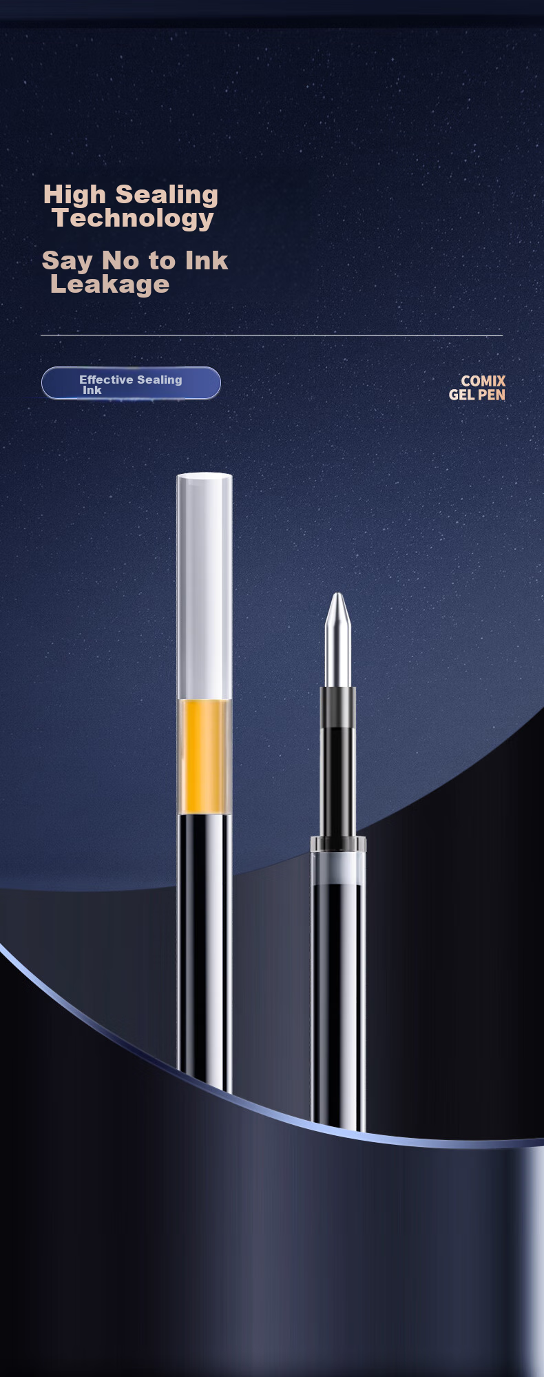 COMIX Gel Pen, Retractable Pen, Bullet Tip/water-Based Pen/0.5mm Conference Signing Pen, Black (10 Pens + 10 Refills), Exam Practice Kit EB19 6
