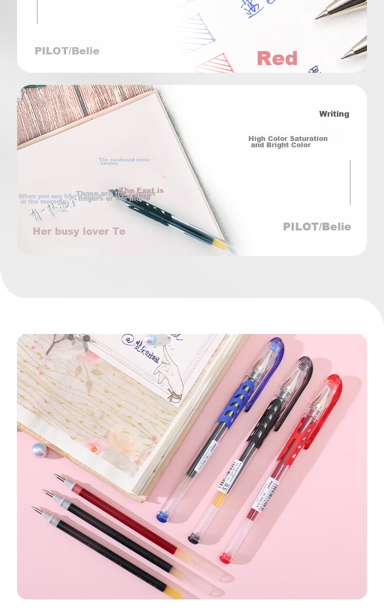 PILOT WG Gel Pen, Signature Pen, Water-Based Pen for Exam Practice, Smooth Rollerball Pen, Aesthetically Pleasing Office Supplies Stationery Set BL-WG 0.5mm Red 5