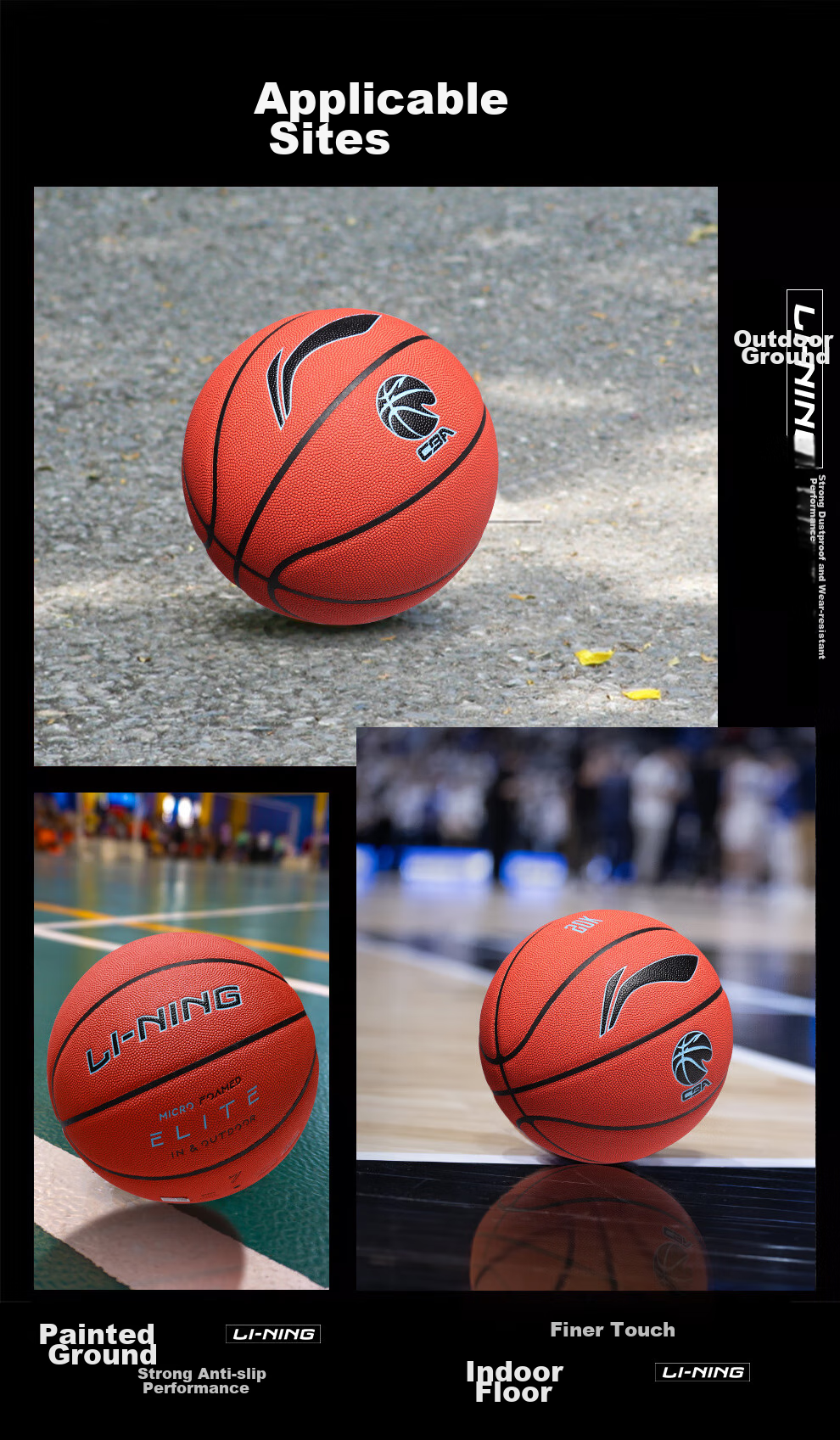 Li-Ning Basketball Size 7 887 Outdoor Cement Court Non-Slip Official Standard Adult Youth Competition Basketball Gift 13