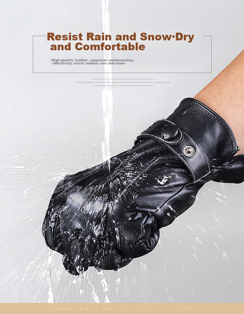 TUCANO Leather Gloves for Autumn And Winter Cycling, Men's Fleece-Lined Thick Warm Windproof Water-Resistant Touchscreen Motorcycle Riding Gloves 11
