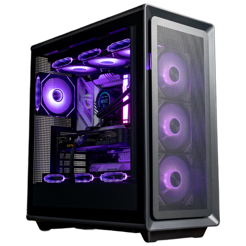 Aigo Fuyao Qianli Black Glass Side Panel Desktop Computer Case, Supports 360mm Water Cooling/ATX Motherboard/airflow Case/Five-Sided Mesh Ventilation for Heat Dissipatio