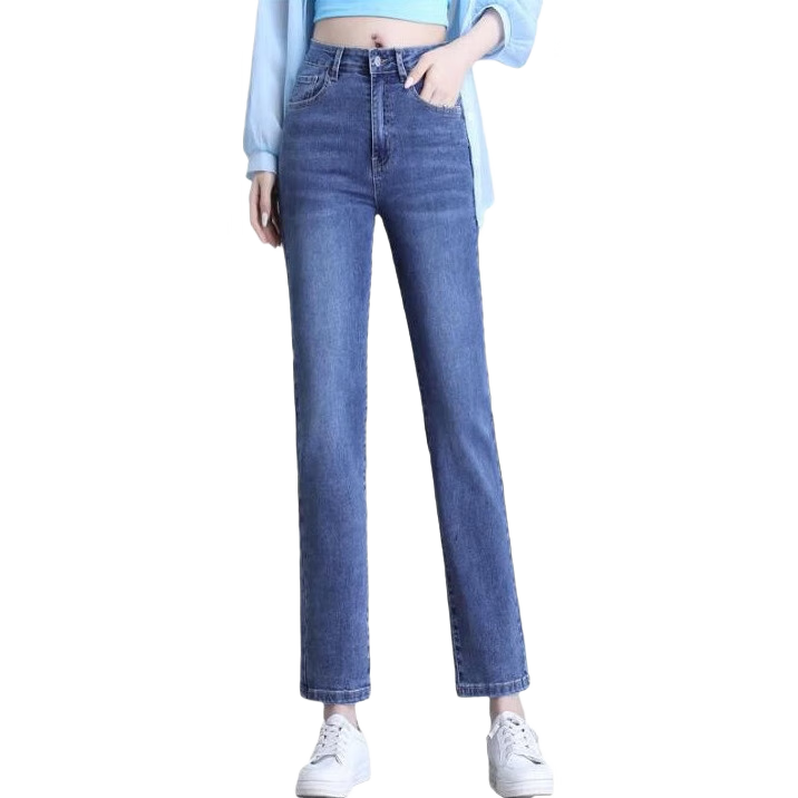 Pierre Cardin Women's Jeans, Summer Straight-Leg High-Waist Fashionable Versatile Slimming Pants, Blue, Size 32