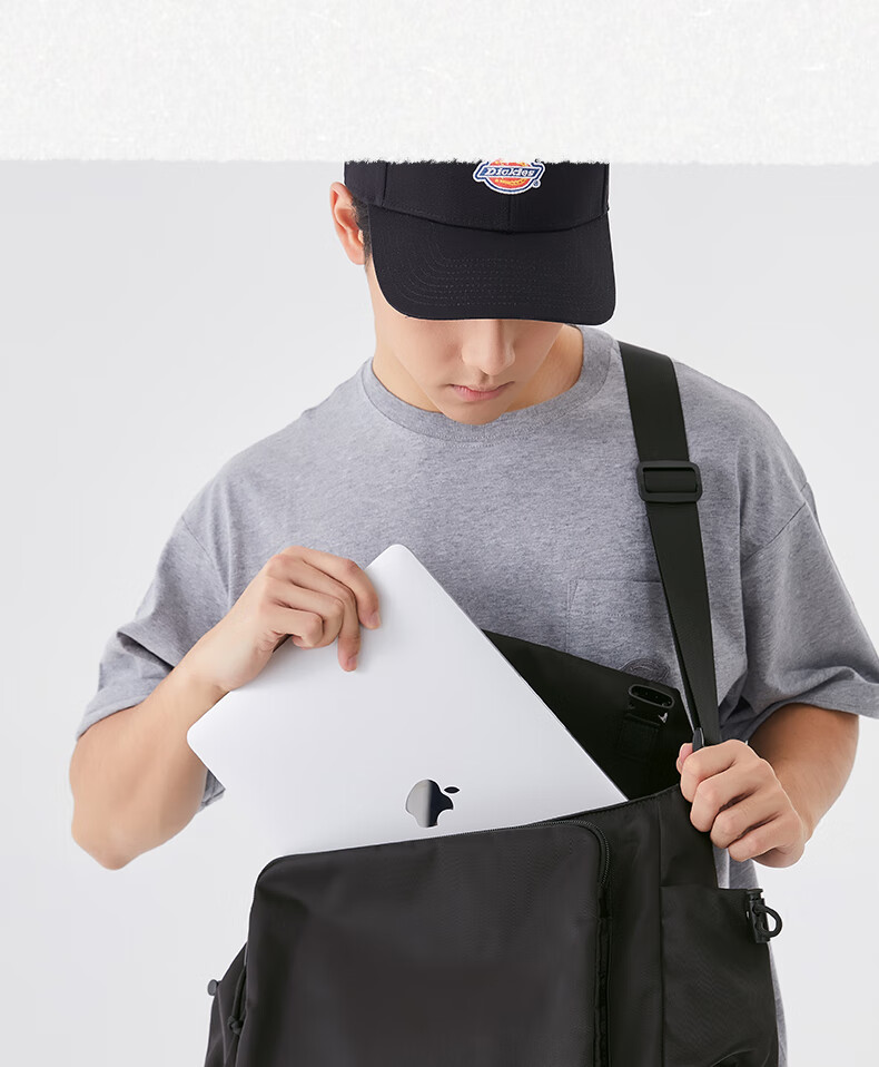 Dickies Men's Shoulder Bag, Large Capacity Casual Backpack, Lightweight Canvas Bag for College Students, Multifunctional Crossbody Bag with Shoulder Strap 6