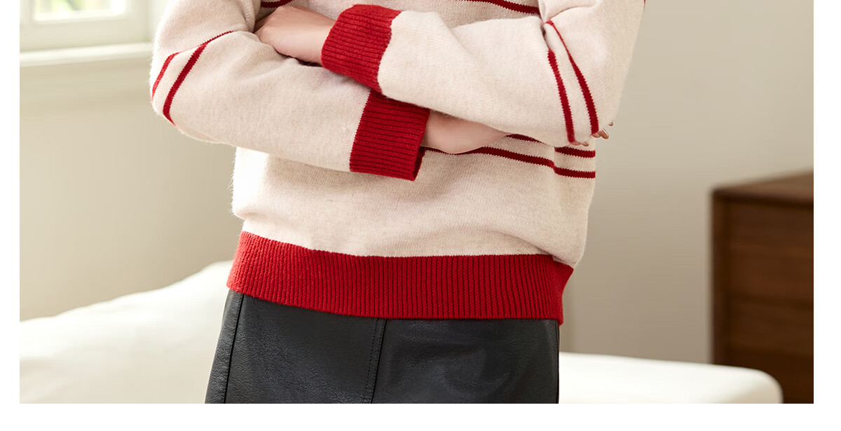 PinCai Women's Classic Striped Colorblock Sweater Early Spring Crew Neck Knitwear P144Z9024 31