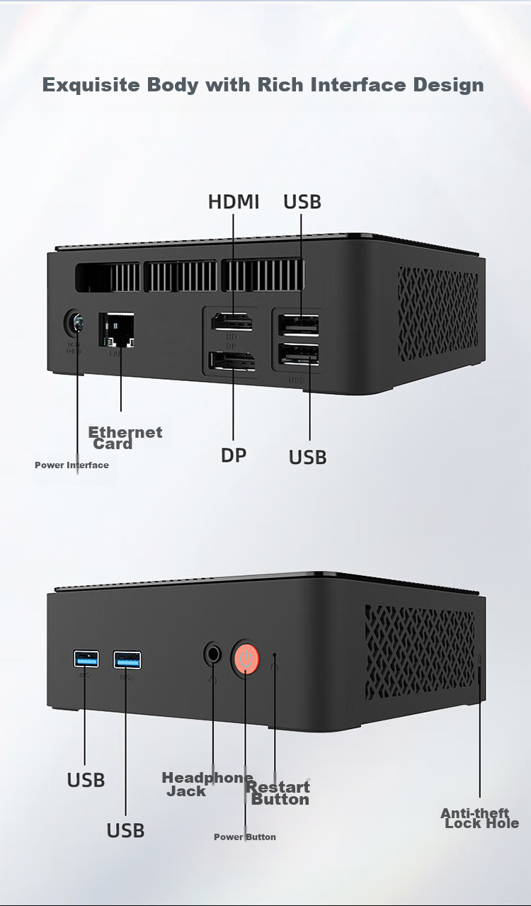 Jumper 2026 New Ryzen R7-8745H Mini Desktop PC Business Mini Tower WiFi+Bluetooth Barebone System 5