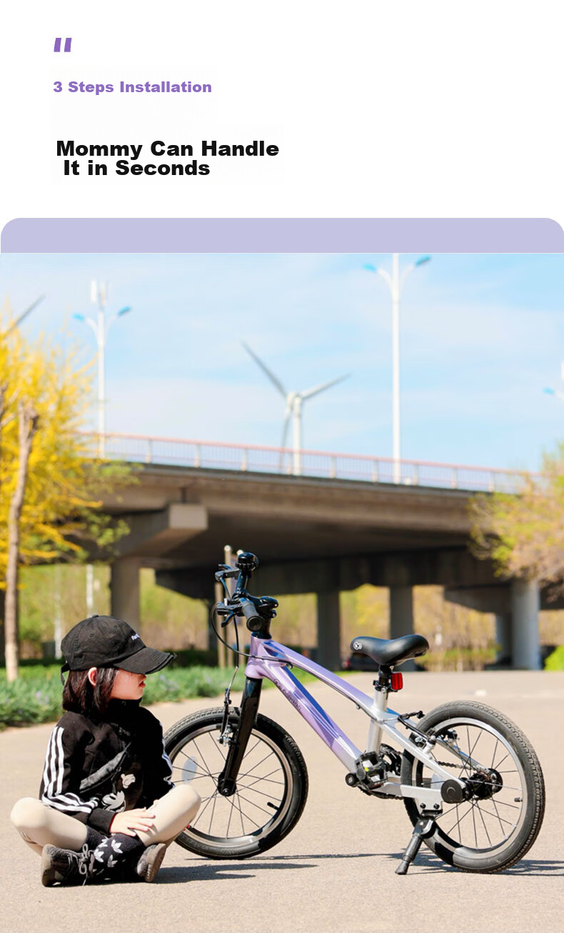 KinderKraft Children's Bicycle for Ages 4-6 Student Single Bike Mountain Bike Gift for Boys And Girls, 18-Inch Purple 19