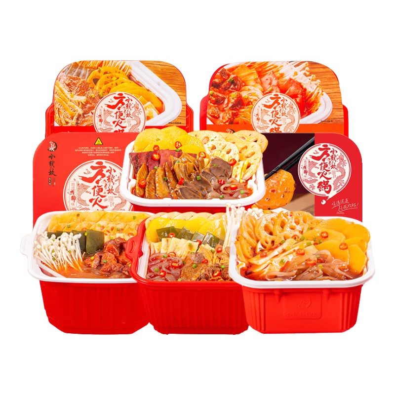 小龙坎自热火锅方便速食4盒装共1541g（3荤1素）露营户外懒人小火锅套组