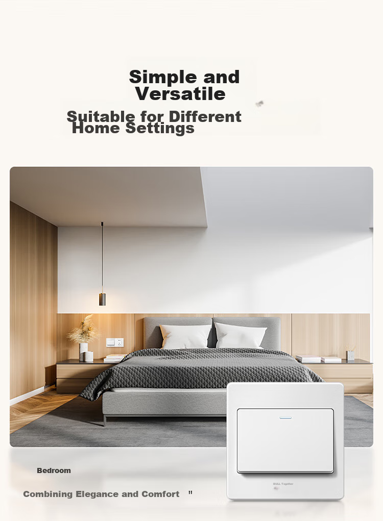 BULL Switch Socket G07 Series, 10A Four-Hole Two-Gang Two-Pole Split Type, 86-Type Panel G07Z222S, Ivory White 8