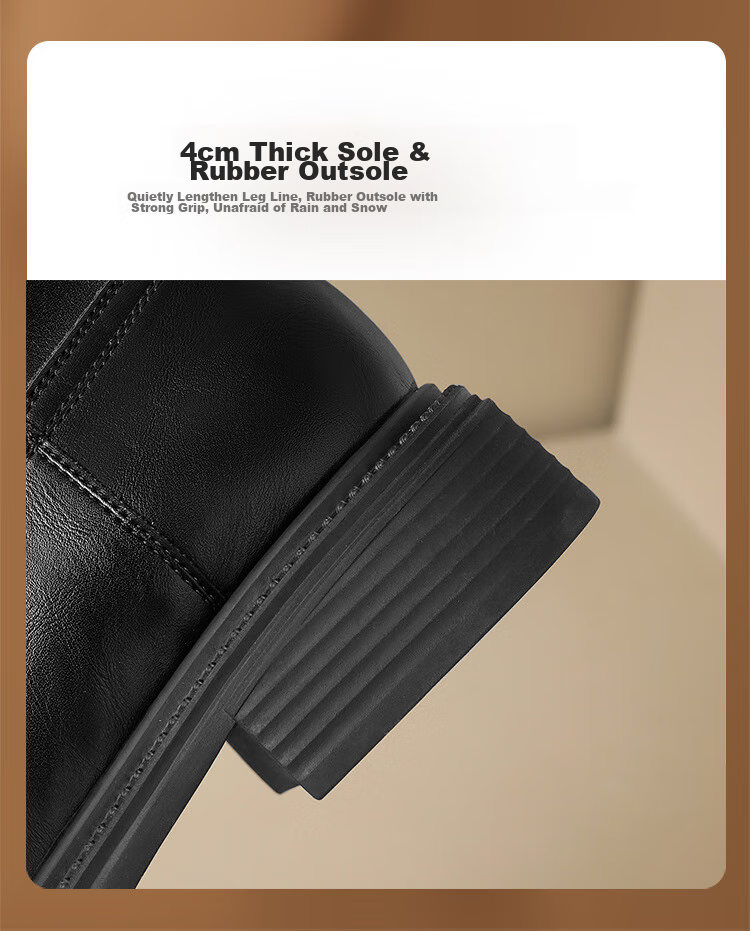 ZHR Tall Boots for Women, Winter Over-Knee Thick-Soled Riding Boots, Retro Western Style Travel Boots with Fleece Lining, BL323A Black, Size 38 11