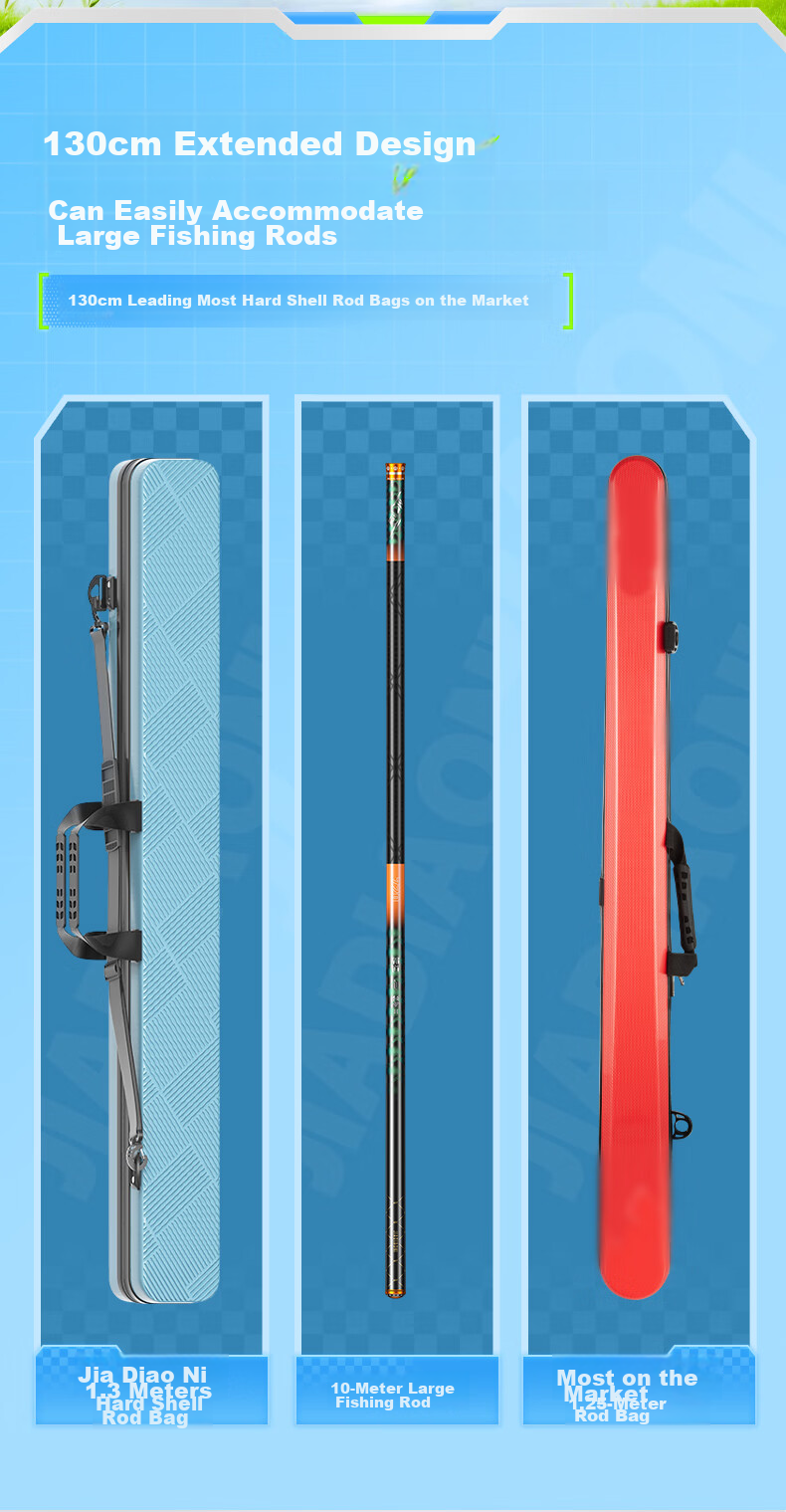 JIADIAONI Fishing Rod Bag, Hard Shell Rod Case, Umbrella Case Integrated Storage, Fishing Tackle, Specialized Fishing Rod Case, Waterproof, 130*10*10 2