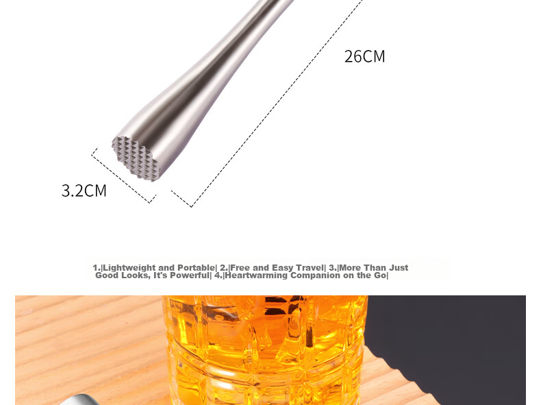 BJ Stainless Steel Ice Crusher Hammer, Ice Breaker, Juicer Stick, Shaker Cup Muddler, Lemon Tea Tool, Ice Crusher Hammer, 26cm Long Versio 14