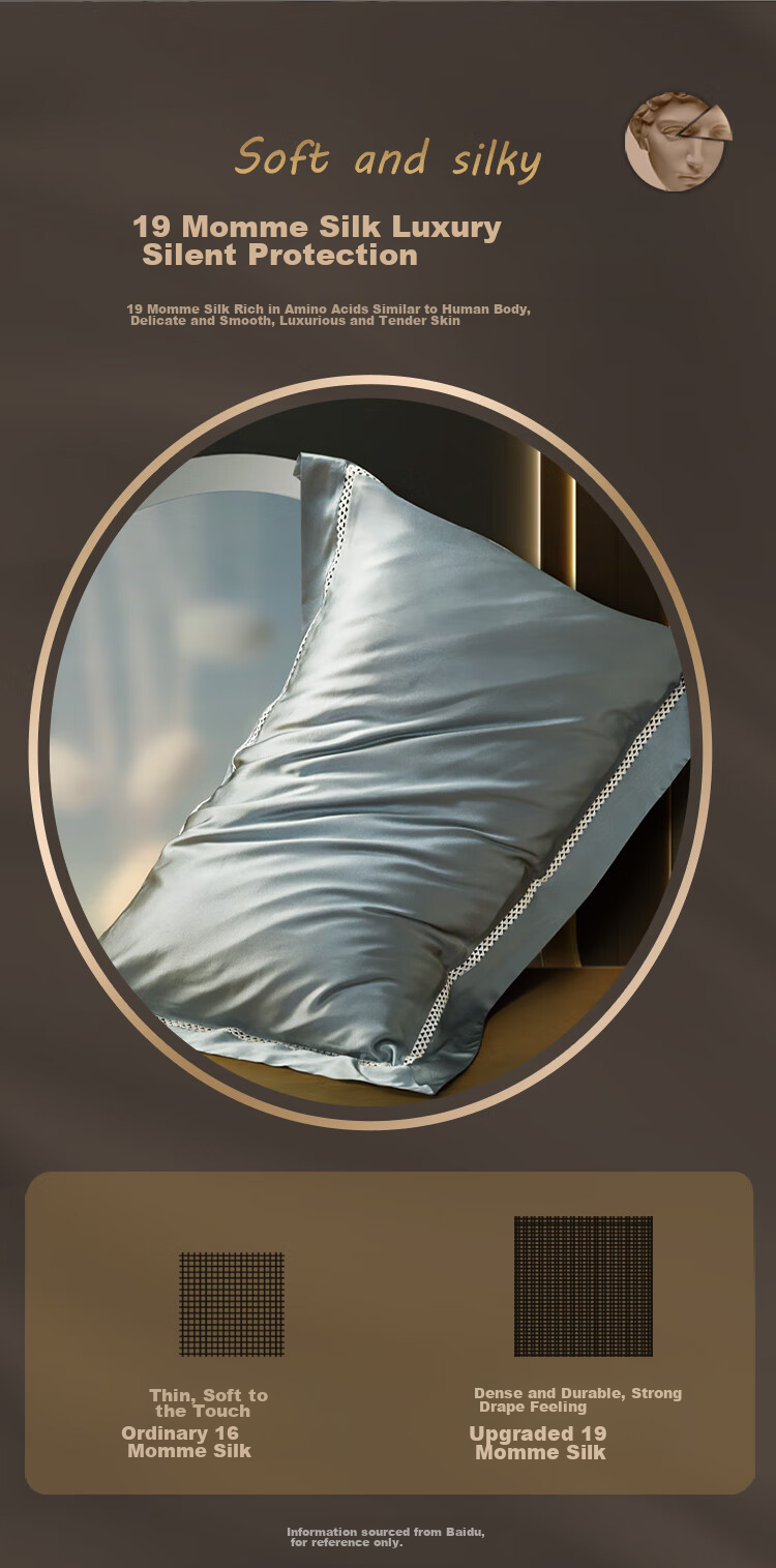 Fuanna Home Textile Pillowcase 19 Momme Silk Pillowcase Class A Silk Cotton Satin Single Pillowcase 74x48cm Kawhi Green 3