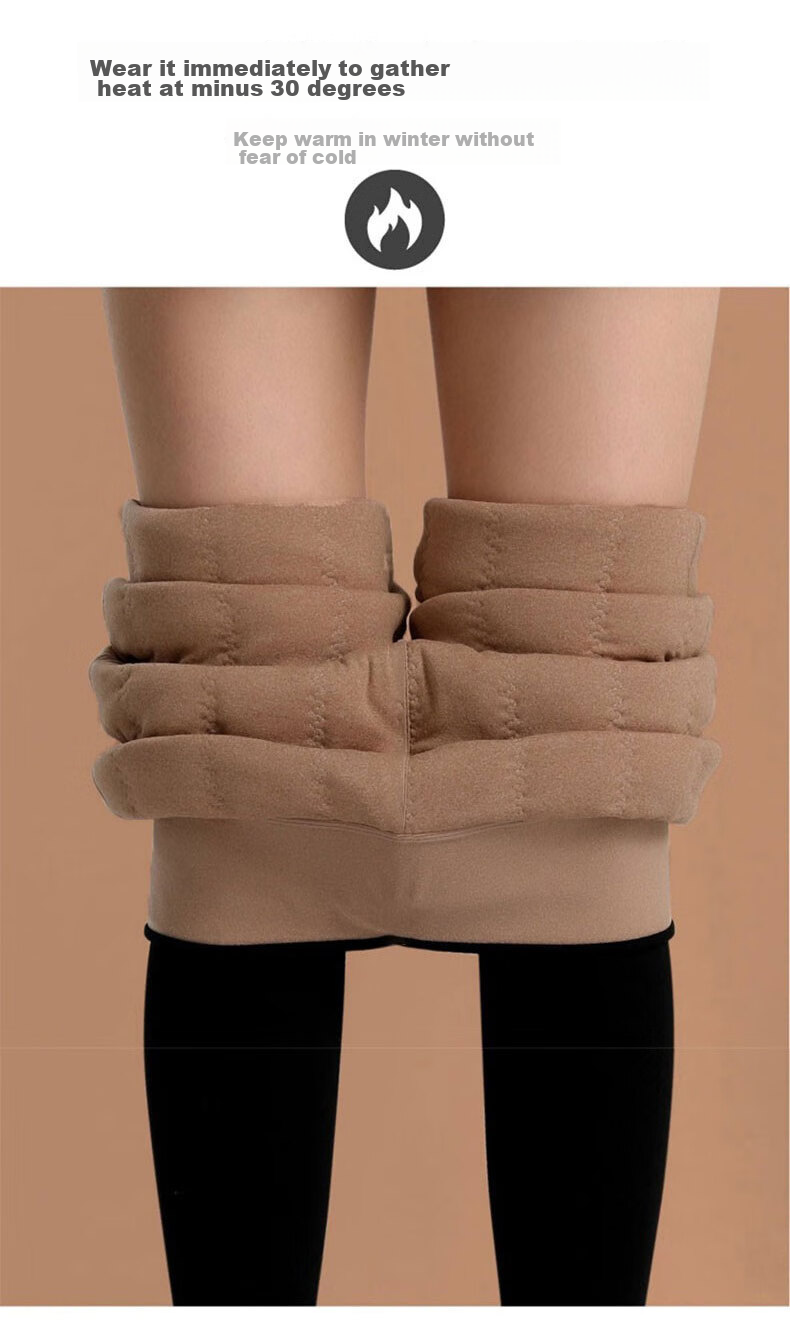 LangSha Women's Leggings, Extra Thick Wool Pants from Northeast China, Autumn And Winter Wear, Fleece-Lined, Cold-Resistant, One-Piece Thermal Pants, High-Waisted, Slimming Cotton Pants 6