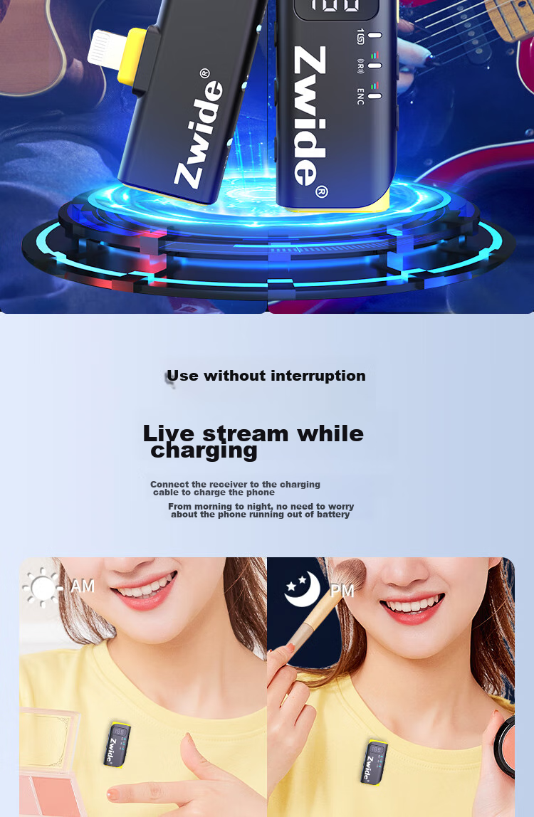ZWIDE Wireless Lavalier Microphone Android Computer Adapter 13