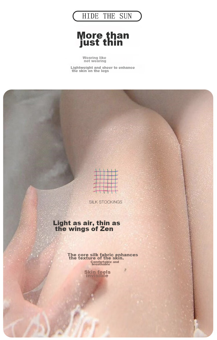 LangSha Luminous Silk Stockings for Women, Summer Thin Pantyhose, Sexy Invisible Base Layer Long Socks, Skin Color, 2 Pairs, One Size Fits All 8