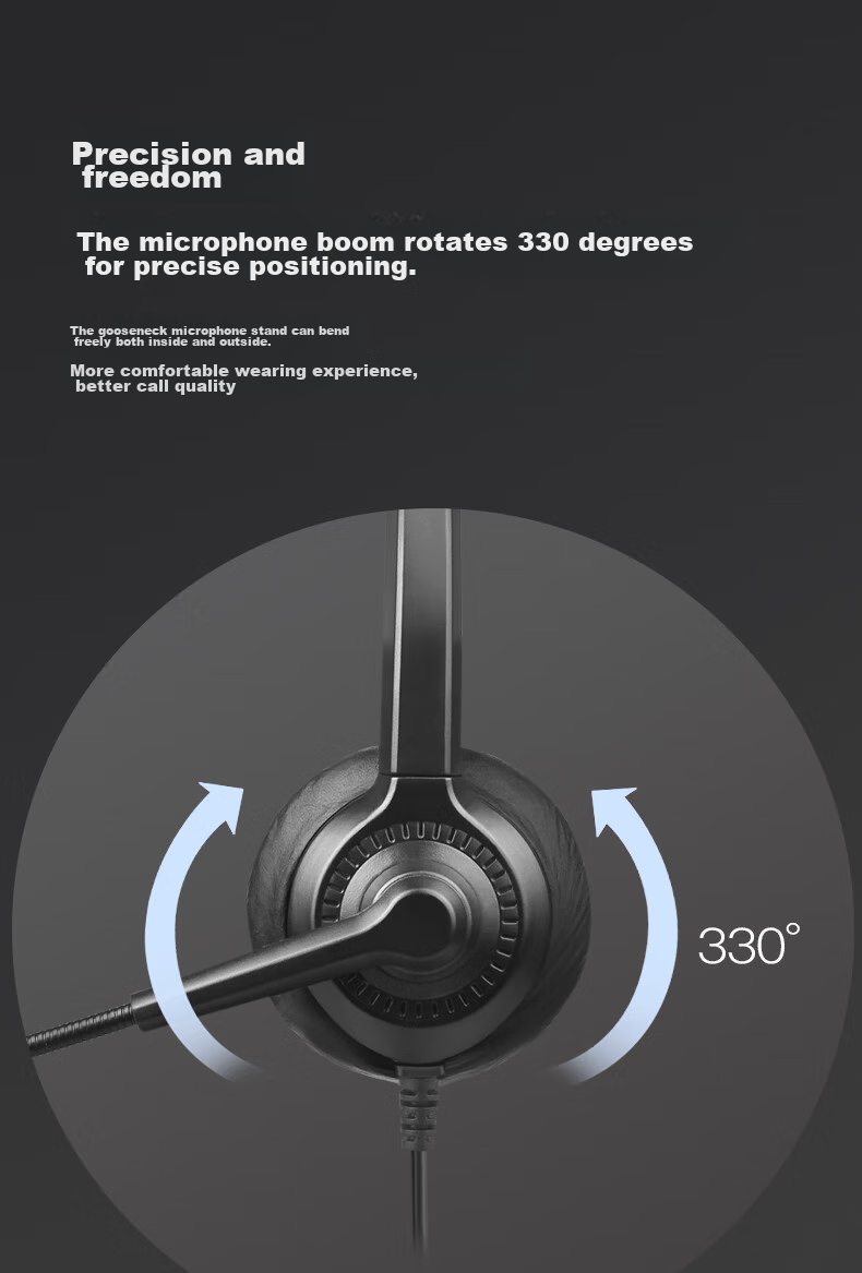 Yijiatong Single-Ear Headset Y300-3.5mm Dual Plug-In Headphones, Over-Ear Call Center Headphones/customer Service Headphones/noise-Cancelling Headphones/business Mobile Office Direct Computer Connectio 10