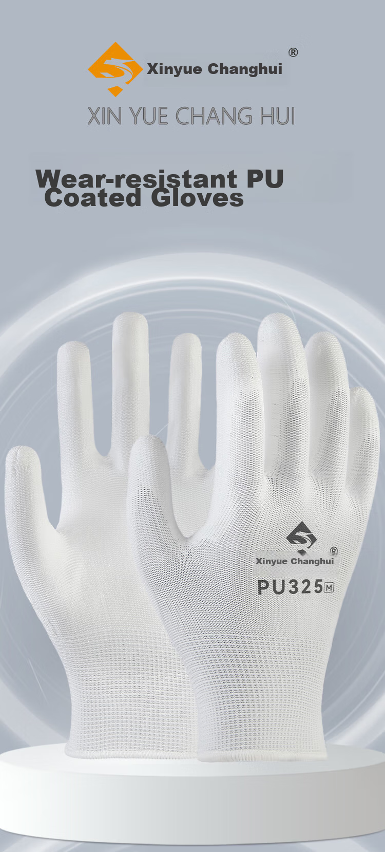Xinyuechanghui PU Coated Gloves, 12 Pairs/pack, Nylon Work Gloves, Non-Slip Wear-Resistant Protective Dipped Gloves, White M Size, PU508 2