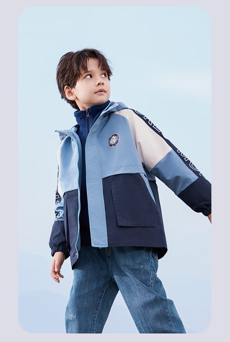 Disney Boys' Windbreaker Jacket, Children's Autumn And Winter Fleece Two-Piece Set, for Older Children, Three-In 3CS021, Yellow, Size 150 10