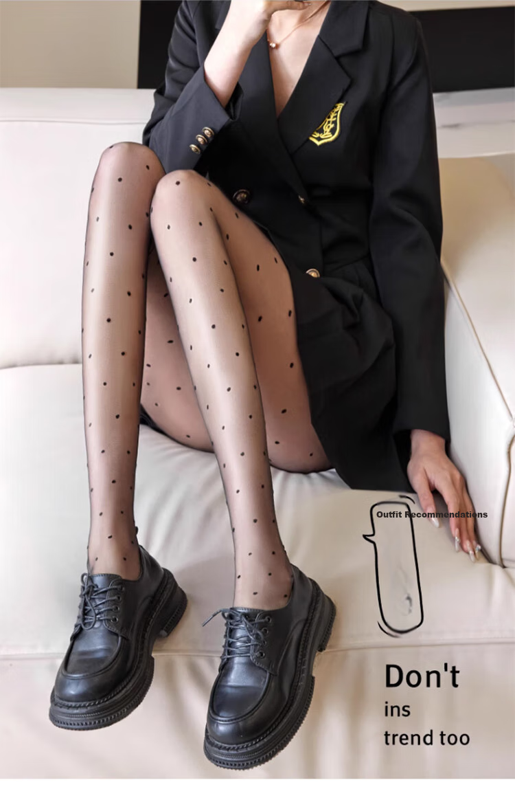 XUEXIMAN Sexy Stockings for Women, Black Silk, Sexy Polka Dots, 0D Ultra-Thin, Bare Leg Effect, Autumn Season, Pure Desire, Sexy Pantyhose 1