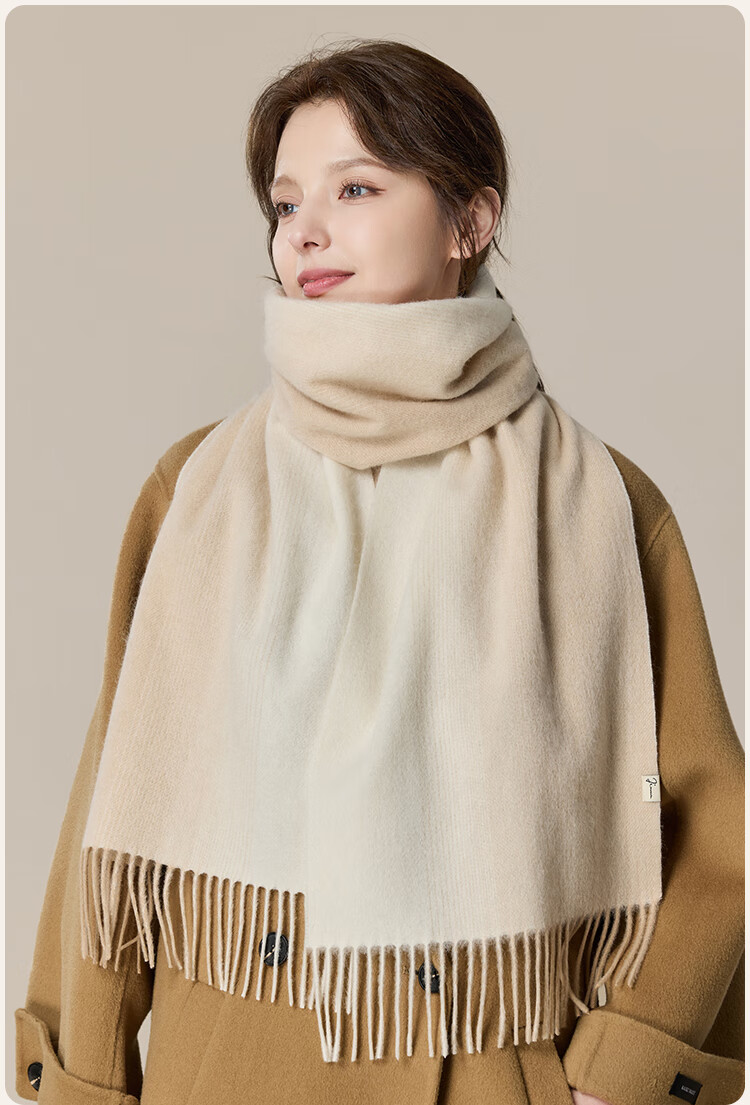 JIUMU Pure Wool Scarf for Women, Autumn And Winter Neck Warmer, Ladies' Warm Shawl, Gift for Girls on National Day Or Birthday, Comes with Gift Bag 16
