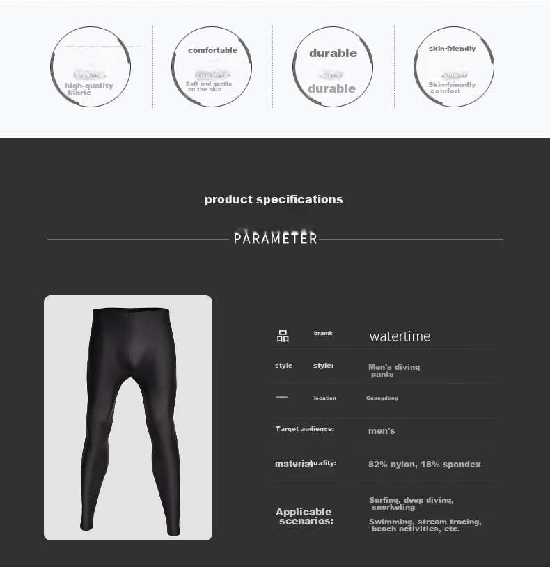 WATERTIME / Shuichuan Swimming Trunks Diving Suit for Men, Two-Piece Snorkeling Quick-Dry Knee-Length Diving Shorts, Large Size Style, Knee-Length Shorts 2