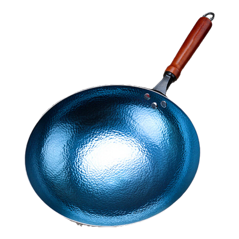 Jincun, Zhangqiu Wok Iron Pan Cooking Pot for Home Use, Non-Coated Authentic Pure Iron Pan, Round Bottom Traditional Style, Pre-Seasoned, 32cm