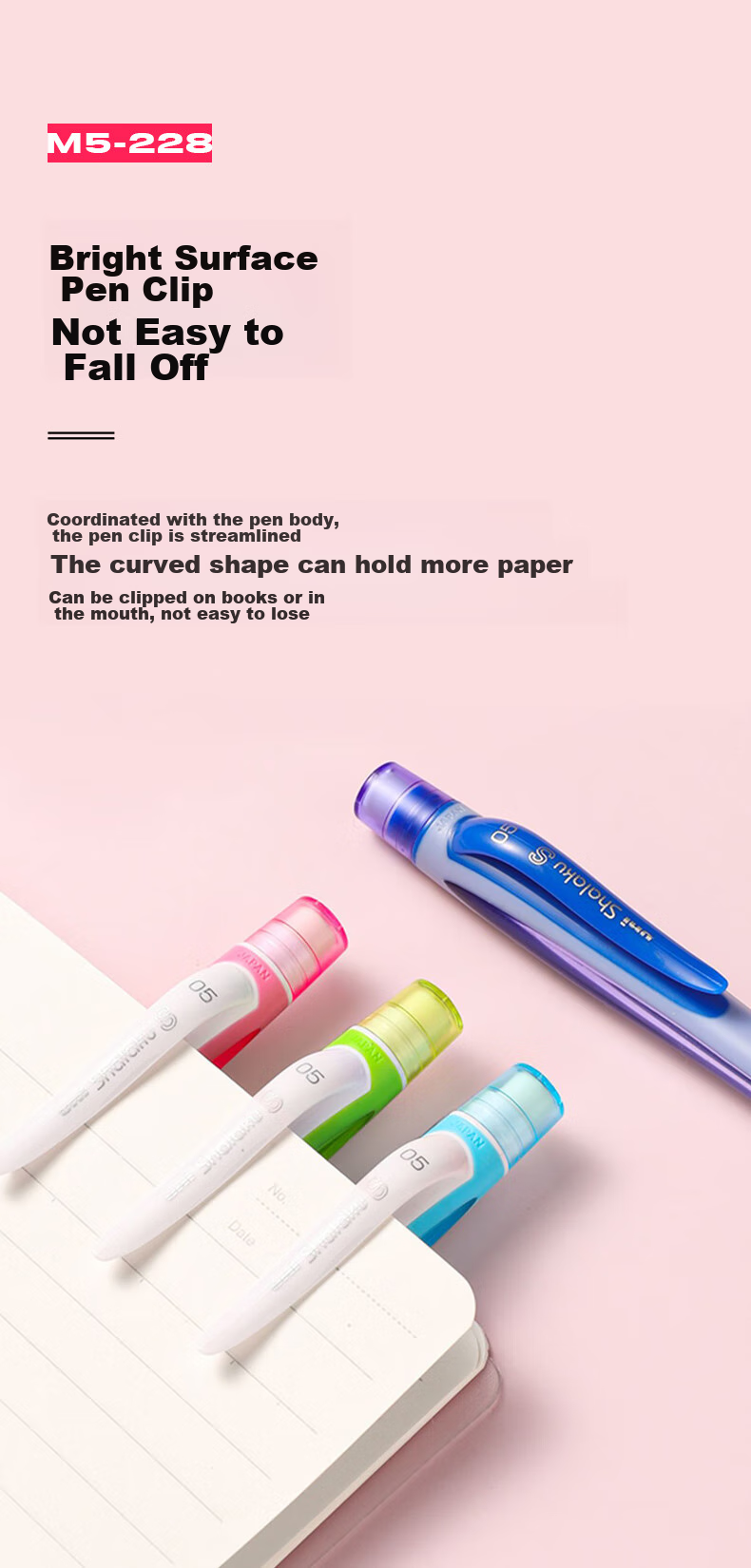Mitsubishi (Uni) Student Mechanical Pencil M5-228 with Side Button for Lead Extraction, Eraser Included, Light Blue, Single Pack 6